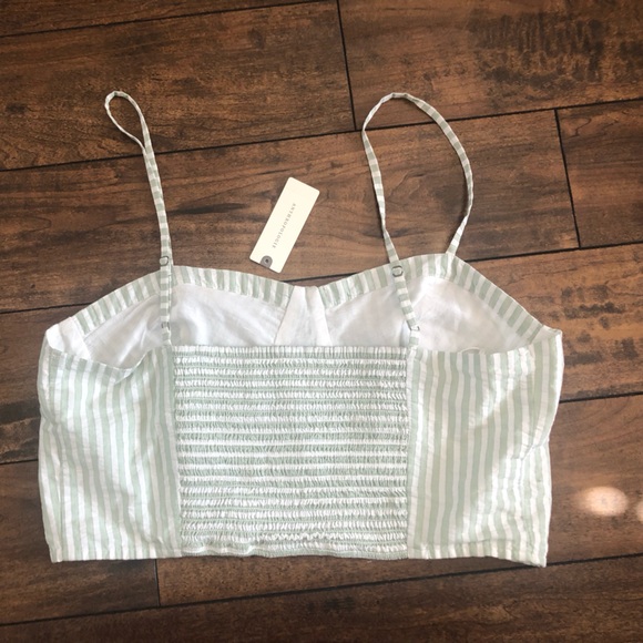 Anthropologie Green and White Striped Crop - Picture 2 of 7